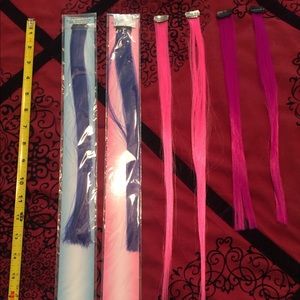 Colored hair extensions clip in pink purple blue